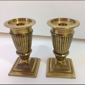 Vintage Brass Candle Holders Gatco Square Round